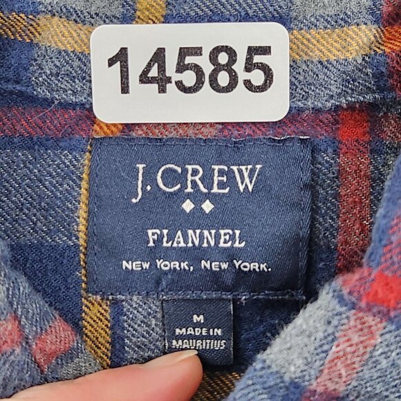 J Crew Shirt Mens Medium Blue Red Plaid Flannel Long Sleeve Button Front Cotton - Picture 6 of 10